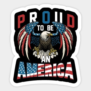 Proud To Be An American Graphic Eagle American Flag Ribbon Sticker